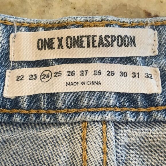 One Teaspoon High Waist Bandits Slim FitTwisted Cuff Hem Size 24 Button Fly - Picture 9 of 12